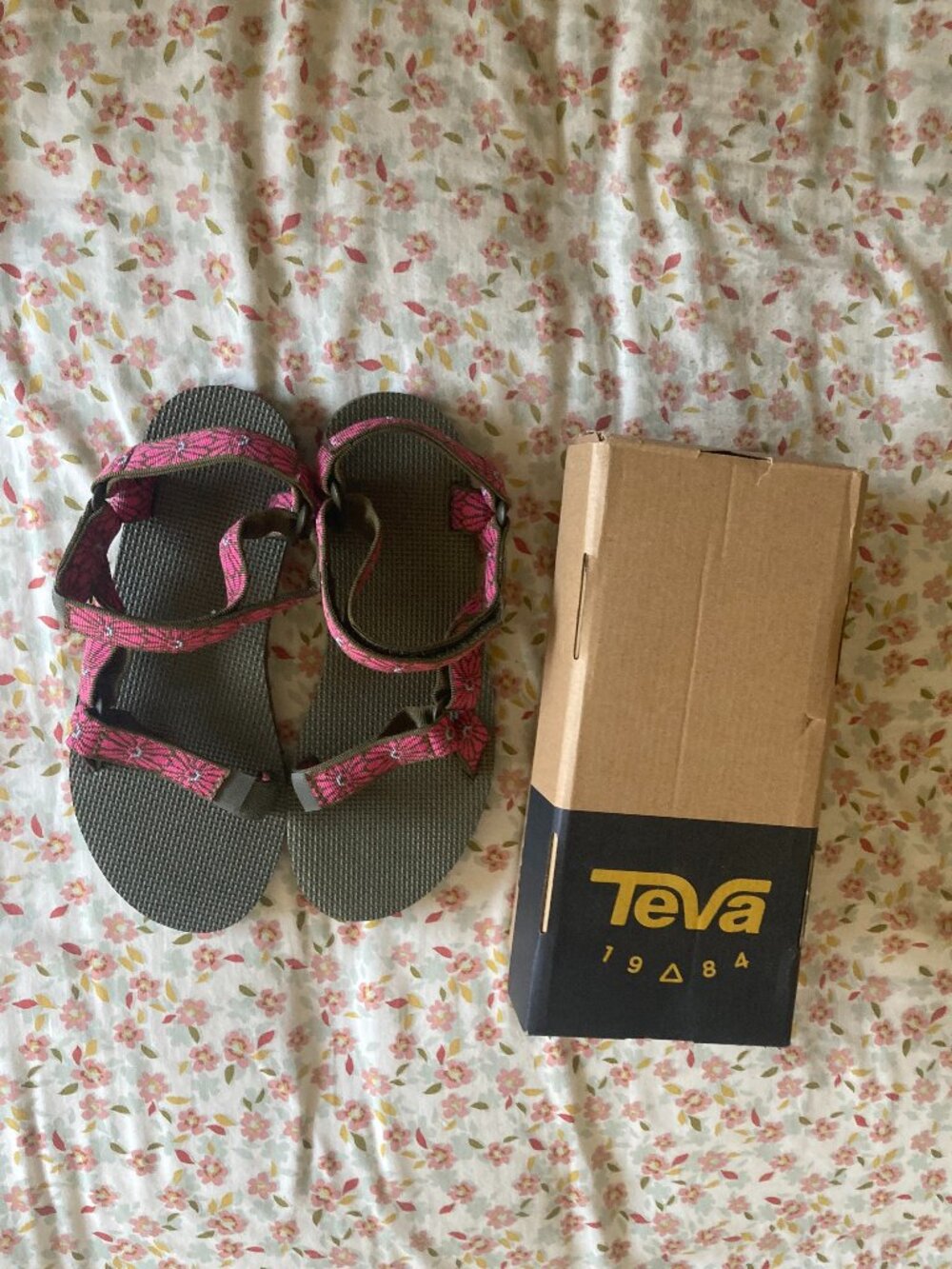 Teva Original Universal Pink Brown Womens Sandal Slip-On